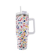 Colorful Fun Confetti Print 40 oz Stainless Steel Tumbler Cup with Handle - £27.96 GBP