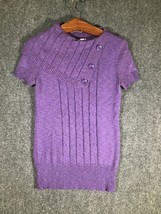 Dressbarn Sweater Womens S Purple High Neck Cap Sleeve Stretchy Small To... - £9.41 GBP