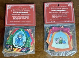 Vintage 1987 Kitty Cucumber Ornaments Tags Merrimack Publishing NOS 2 pkgs - $12.99