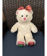 Build A Bear Girl Scout Cookies White Teddy Bear Plush Hairbow Pink Nose... - $18.76
