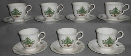 Set (7) Nikko HAPPY HOLIDAYS PATTERN Cups/Saucers HOLIDAY - CHRISTMAS - $49.49