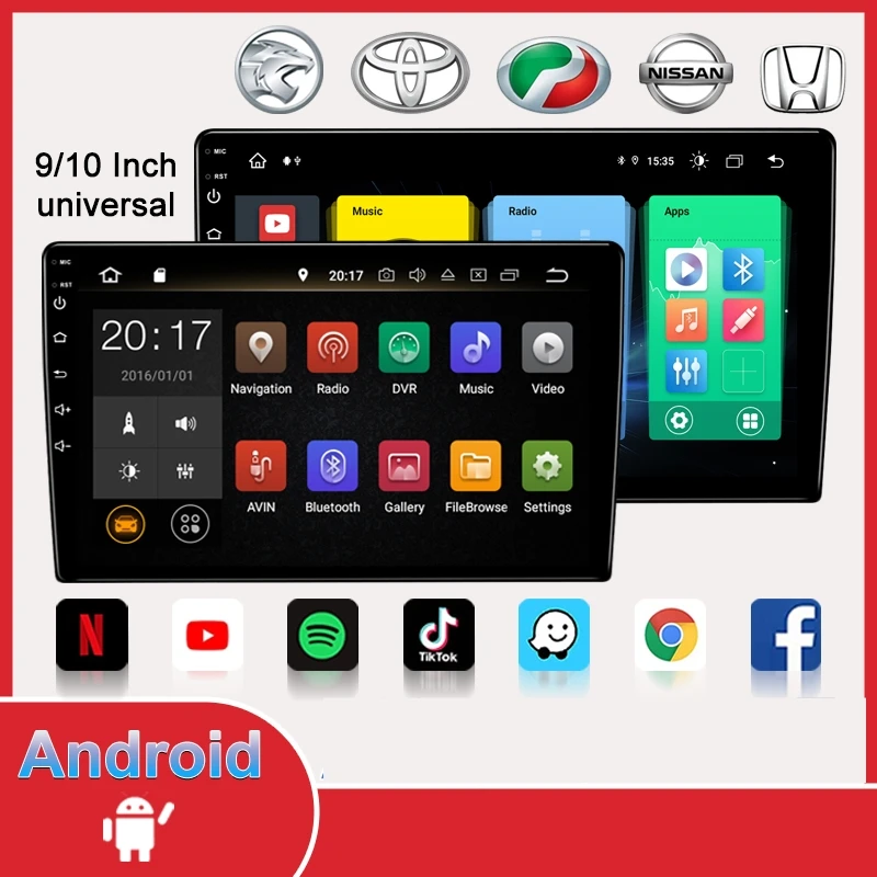 9/10&quot; Android Car Radio Universal Touch Screen Auto Multimedia Video Stereo GPS - £65.86 GBP+