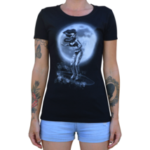 Lowbrow Art Aloha Bride Frankenbride Surfer Black Tee Frankenstein Bride... - £19.29 GBP