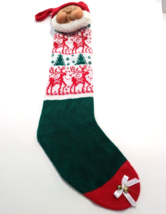 Santa Elf Acrylic knit Christmas Stocking 18&quot; Reindeer Classic Fair Isle - £12.01 GBP