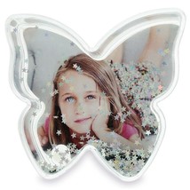 Butterfly Magic: Glittery Clear Acrylic Plastic Water Globe Picture Frame - £20.07 GBP