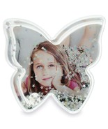 Butterfly Magic: Glittery Clear Acrylic Plastic Water Globe Picture Frame - £20.02 GBP