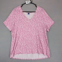 Old Navy Women&#39;s XL Luxe Pink Floral Print Relaxed Fit V-Neck Shirt Top ... - $17.42