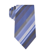 KENNETH COLE REACTION Blue Silver Gray Main Variegated Stripe Silk Classic Tie - $19.99