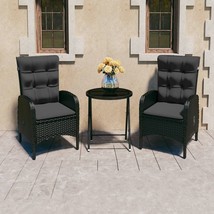 vidaXL Black Poly Rattan Round Folding Table Outdoor Bistro Dining Set for 2-4 - $8,585.76 MXN