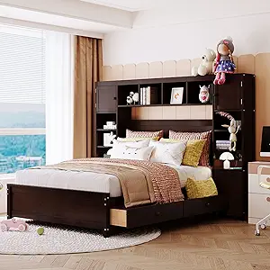 Daybed Full Size Wooden Bed With All-In-One Cabinet And Shelf-Espresso F... - $954.99