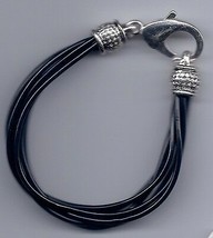 Black Multi Strand Rubber Jelly Bracelet with Decorative Clasp NEW - £9.56 GBP
