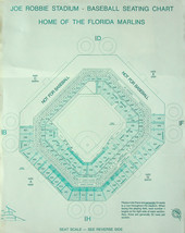 Joe Robbie Stadium (Miami, FL) - Paper Seating Chart for Baseball - Vintage - £1.94 GBP