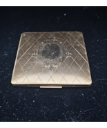 Vtg 1950s Elgin American Gold Tone Powder Compact Etched Top Case Square... - $30.38 CAD