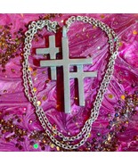 Handcrafted~Reversible 1930s sterling silver cross~plain silver chain NFT - €128,51 EUR
