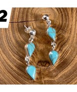 Sterling Silver Artisan Double Teardrop Turquoise Dangle Earrings - €30,17 EUR
