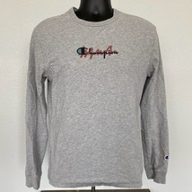 Champion Heritage Long Sleeve Heavyweight T-Shirt Logo Spell Out Mens Small Gray - £20.99 GBP