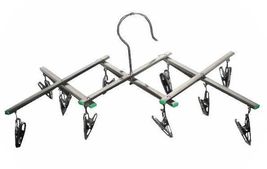 2 EXPANDABLE DISPLAY HANGING RACK 10 METAL CLIPS flags caps hats ceiling... - $34.13