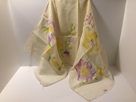 Vintage Women&#39;s Ladies Scarf Yellow and Pink Flower Print - £5.44 GBP