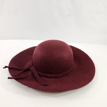 Womens 100% Wool Felted Floppy Hat Burgundy Icing Braided Detail Ladies OS - £22.75 GBP