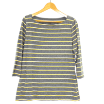 Merona 3/4 Sleeve T Shirt Knit Top Womens size Large Boat Neck Gray Stripe - £17.68 GBP