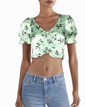 Likely Women&#39;s Asian Mona Floral Cropped Blouse Shirt Top Satin 14 Large... - £15.57 GBP