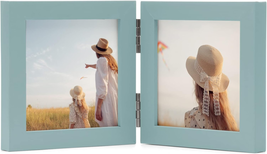 Double 4X4 Picture Frames Hinged Folding Photo Frames in Teal Blue for Wall Hang - £22.26 GBP
