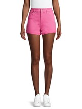 No Boundaries Juniors High Rise Denim Shorts Size 3 Pink Cuffed 3&quot; Inseam   - £11.41 GBP