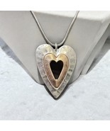 &quot;Two-Tone Layered Heart Pendant Necklace&quot; - $422.44 MXN
