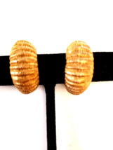 Vintage Gold Color Half Hoop Textured ClipOn Earrings - £11.94 GBP