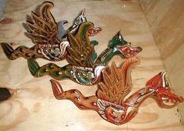 Dragon Flying Bali Naga Hanging LARGE 16&quot; made in Bali wood GREEN  - £69.13 GBP