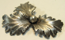Vintage Beau Sterling Silver Signed Flower Leaf Brooch Pin - £23.42 GBP