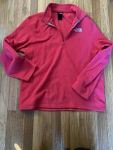 The North Face Fleece Pullover Sweater Mens Red 1/4 Zip Long Sleeve Swea... - $19.36