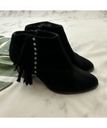 Vionic Womens Faros Ankle Boots Booties Size 9.5 Black Suede Fringe Trim... - $64.97 CAD