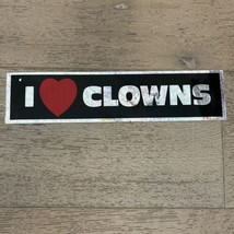 Vintage I Heart Clowns Bumper Sticker - Minor Wear 12&quot; x 3&quot; - £6.39 GBP