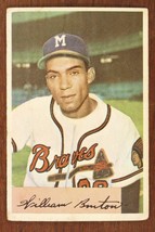 Vintage BASEBALL Card 1954 BOWMAN #224 BILL BRUTON Milwaukee Braves Outf... - $11.35