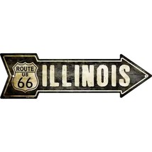 Vintage Route 66 Illinois 5&quot; x 17&quot; Novelty Metal Arrow Sign - £9.38 GBP