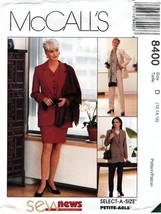 Misses&#39; LINED JACKET, SKIRT &amp; PANTS 1996 McCall&#39;s Pattern 8400 Sz 12-14-... - $18.00