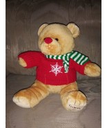 Gund Godiva 2011 Plush Teddy Bear 9&quot; Snowflake Sweater Scarf Winter Stuf... - £14.74 GBP
