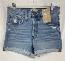 Madewell High Rise Denim Shorts 27 Black Cuffed Raw Hem On Cuff $69 - $28.49