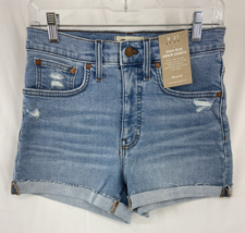 Madewell High Rise Denim Shorts 27 Black Cuffed Raw Hem On Cuff $69 - £22.31 GBP