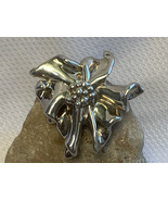 Sterling Silver Flower Pin 21.66g Hollow Fine Jewelry Brooch Israel - £55.26 GBP