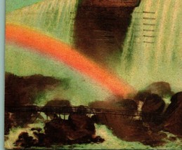 Cave of the Winds Rainbow Niagara Falls New York NY 1945 Harris Litho Postcard - £3.11 GBP