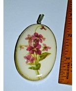 Vintage 925 Sterling Silver Hand Decorated Porcelain Pendant. - €25,53 EUR