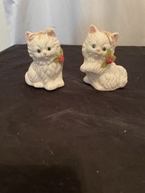 Set of 2 Ceramic Cat Figures with Flowers &amp; Bows VG Condition-
show original ... - £10.26 GBP
