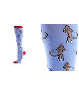 Yo Sox Monkey Women&#39;s Socks Blue Premium Brand Knee Style Cotton Antimic... - $10.75 CAD