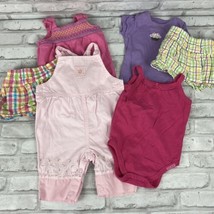 Girls SZ 0-6 Month 6 PC Lot Body Suits Shorts Overalls Garanimals Carter... - $20.54