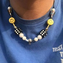 Punk Rock  Smiley Rope Adjustable Choker Lucky Dice Beaded Necklaces Pun... - $16.03