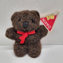 Vintage 1990 Dakin Small Dark Brown 5&quot; Brian Bear Plush Red Bow 26077 Wi... - £22.65 GBP