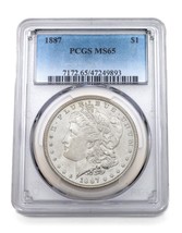 1887 Silver Morgan Dollar Graded by PCGS as MS-65! Gorgeous Coin - $494.99