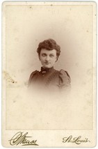 Circa 1890&#39;S Cabinet Card Beautiful Woman Black Dress Strauss St. Louis Mo - £7.43 GBP